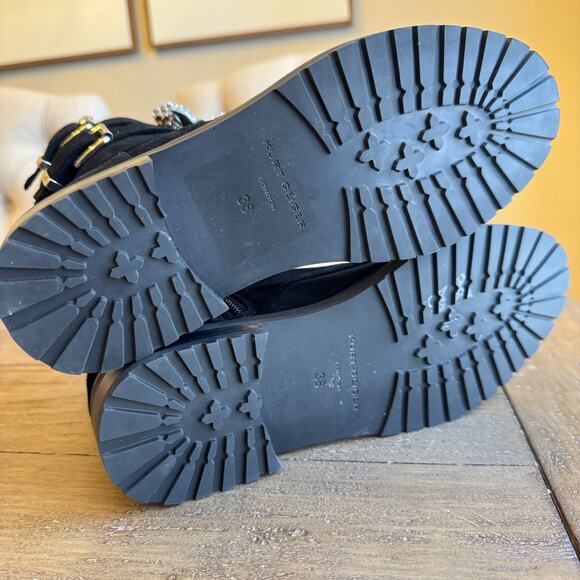 Kurt Geiger London Size 7.5 EU 38 Sutton Bow Boots Suede Lug Buckles Lug Grunge - Picture 5 of 15